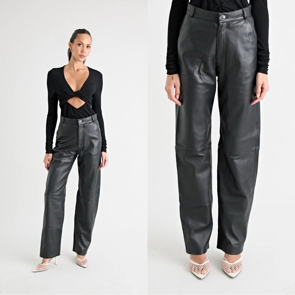 Pfeiffer PIAF Barrel leg LEATHER PANT BLACK